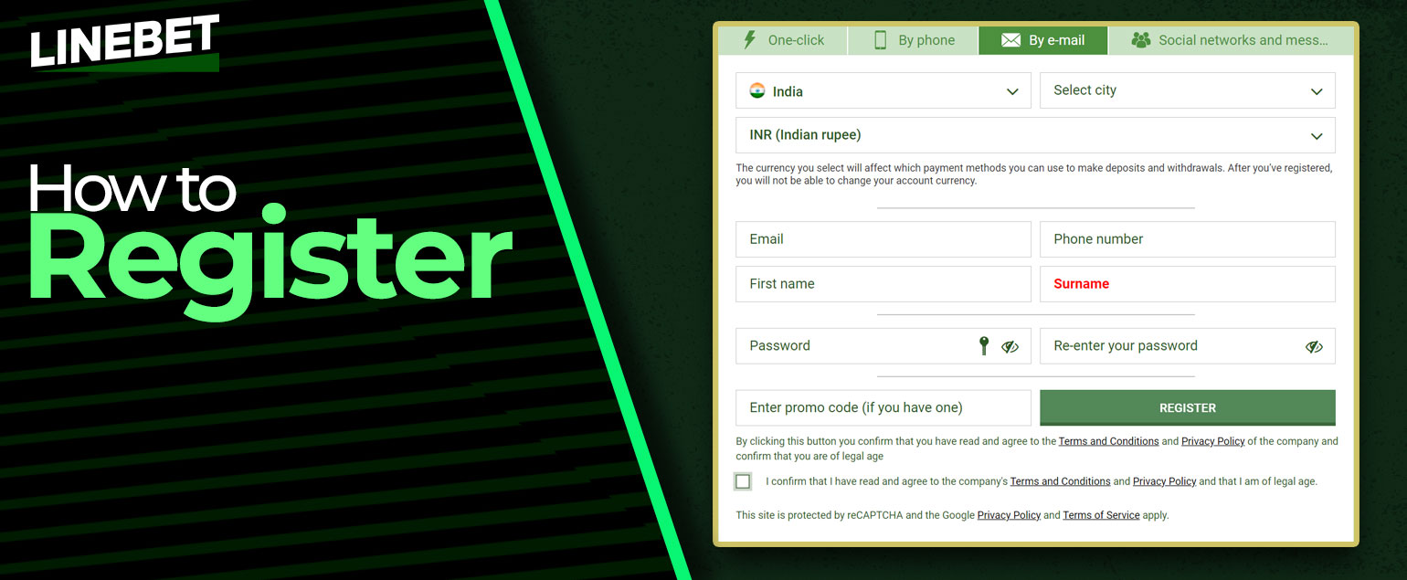 All actions you have to do in order to sign up in the Linebet bookie.